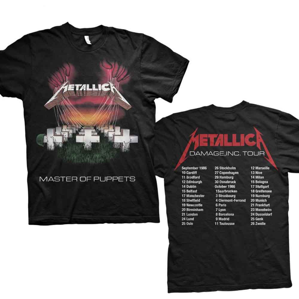 Metallica L Unisex Master of Puppets European Tour '86 Maglietta