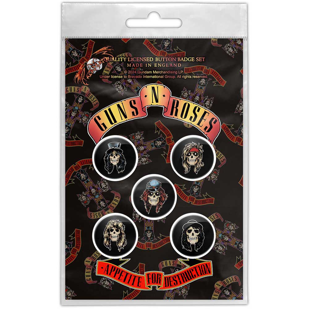 Guns N Roses Button Badge Pack Appetite For Destruction