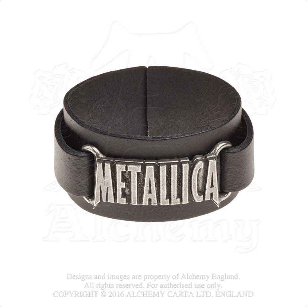 Metallica Logo Bracciale In Cuoio