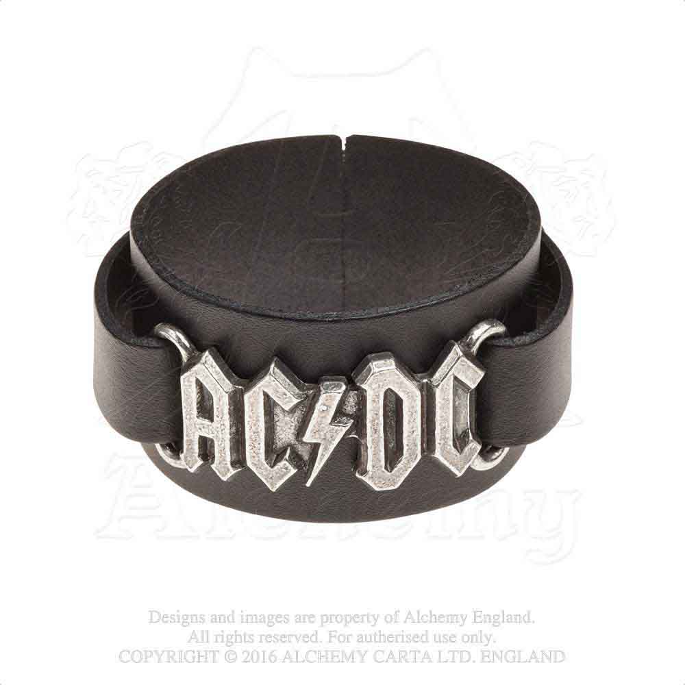 AC/DC Logo Bracciale in cuoio