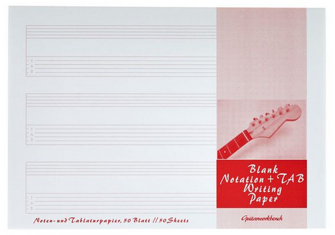 Pentagramma + Tabulatura Chitarra Orizontale 50 Pagine