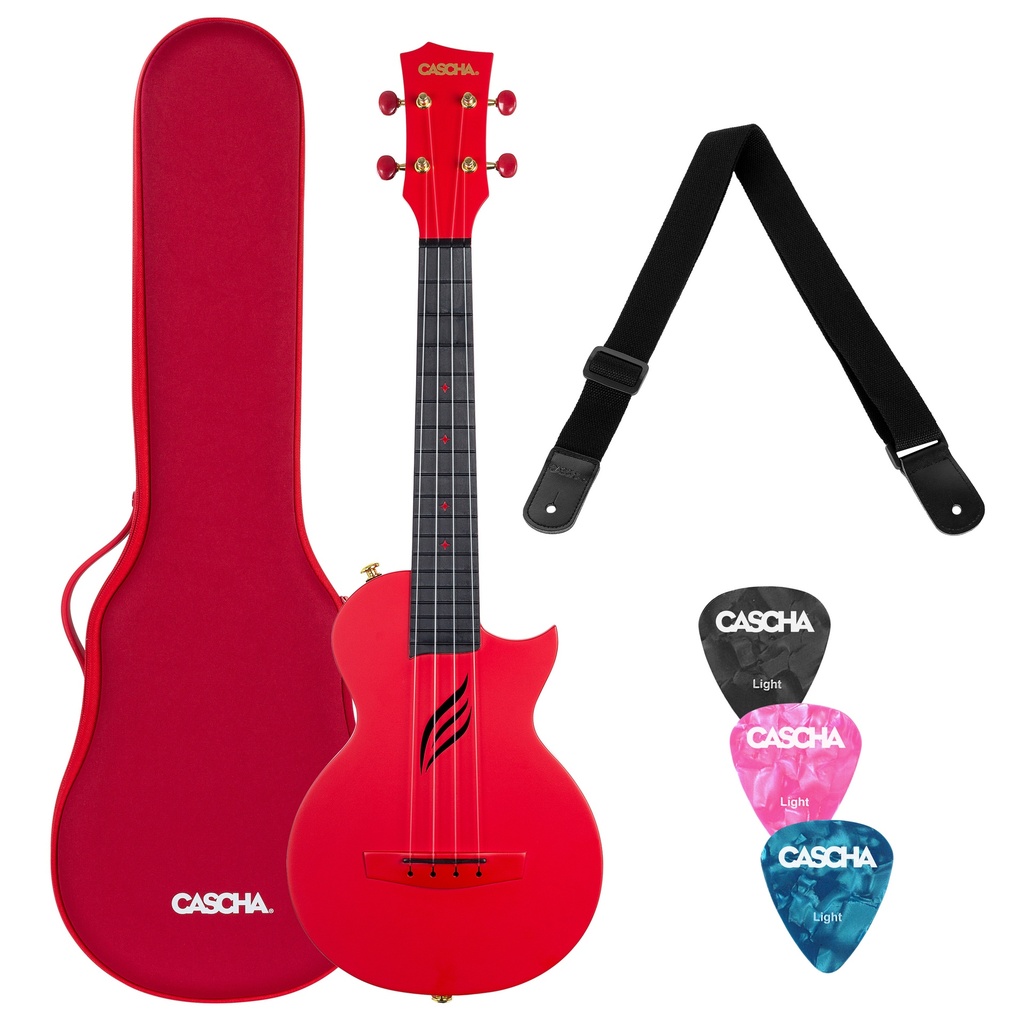 Cascha Ukulele Concerto Carbon Rosso