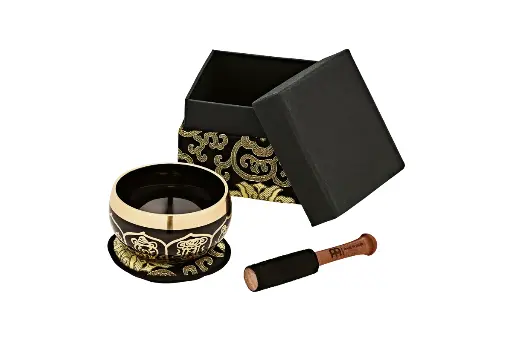 [SB-OR-300-BK] Campana Tibetana Nera Ornamentata