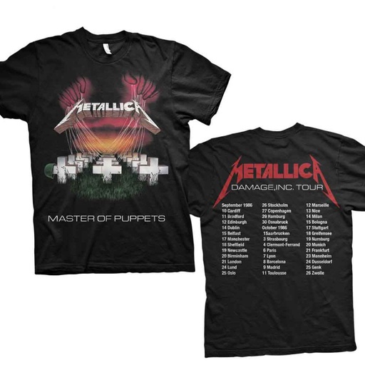 [METTS10MB03] Metallica L Unisex Master Of Puppets European Tour '86 Maglietta