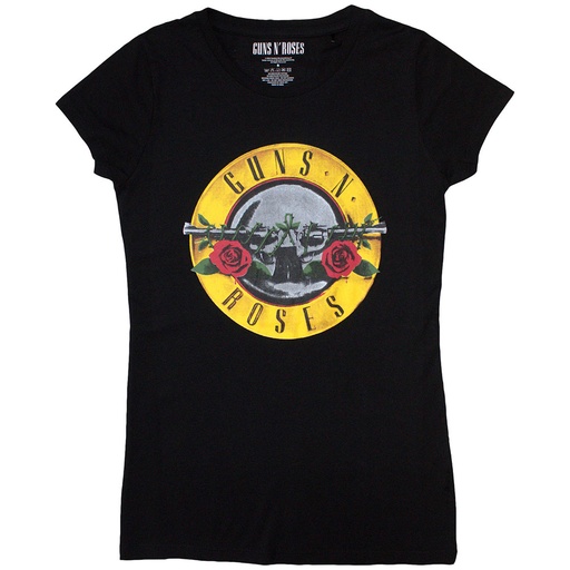 [GNRTS03LB01] Guns N Roses S Skinny Lady Bullet Logo Maglietta 