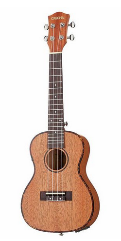 [487195] Cascha Ukulele E-Concert Mahogany + Borsa