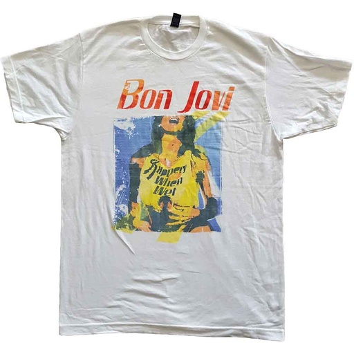 [BONJTS06MW01] BonJovi S Slippery When Wet Original Cover Maglietta 