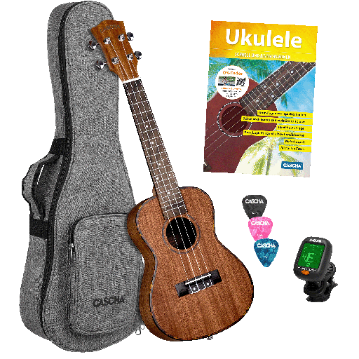 [CASHH2036] Cascha Ukulele Concert Mahogany Set + Deluxe Bag